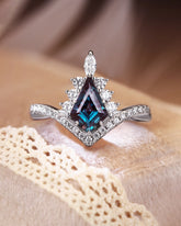 AURORA Unique Kite Shaped Alexandrite Infinity Engagement Ring